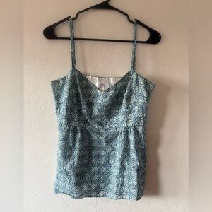 Ann Taylor LOFT Teal Patterned Camisole Top - Size 4